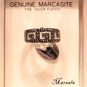 NWT Silver plated genuine marcasite ring size 7